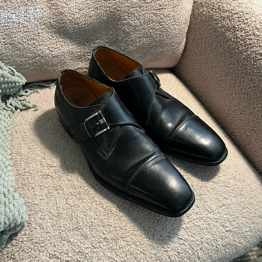 Used Black Magnanni Single Strap Dress Shoes | Mens 9.5M